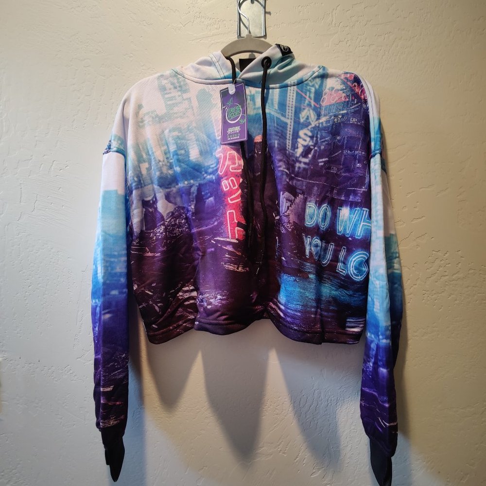 FreshHoods Cyberpunk Crop Hoodie, Size Medium